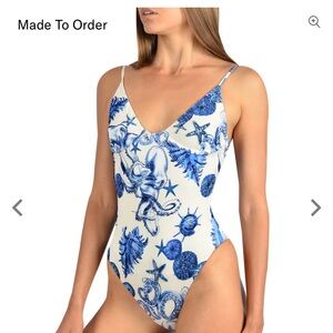 Oceanus Blue and White Octopus Women's One Piece Swimsuit